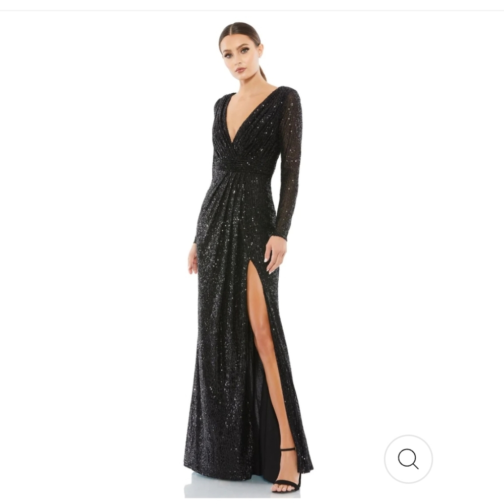 Mac Duggal NWT Black sequin long sleeve size 4 - Picture 1 of 6